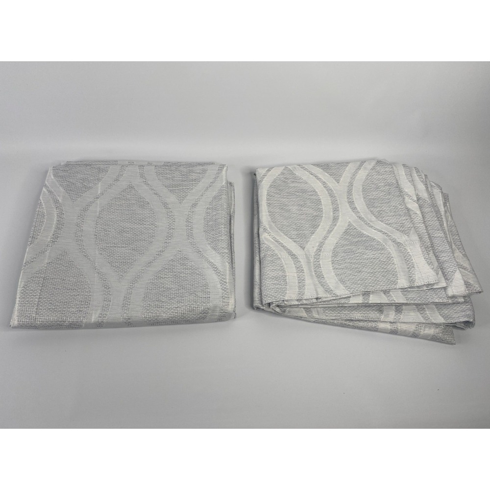 Silk‎ Home Mitchell Blackout Curtains 52x96 White Pair Excellent Geometric Ogee